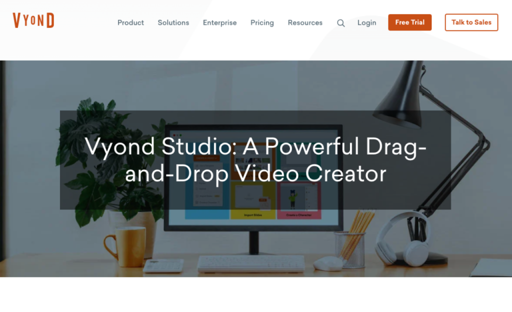 A screenshot of the Vyond Video Creator website.